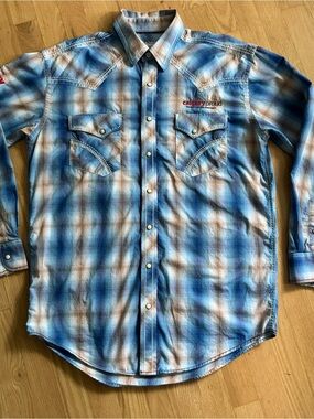 Panhandle Rough Stock Western Snap Shirt Calgary Proud Mens M Plaid